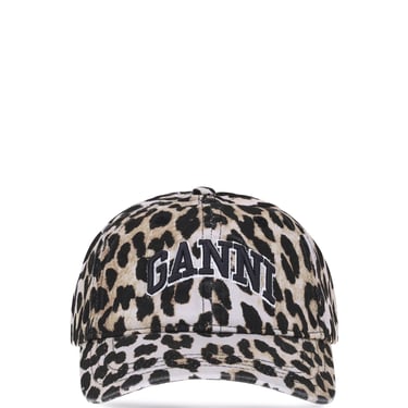 Ganni Women Leopard Baseball Hat