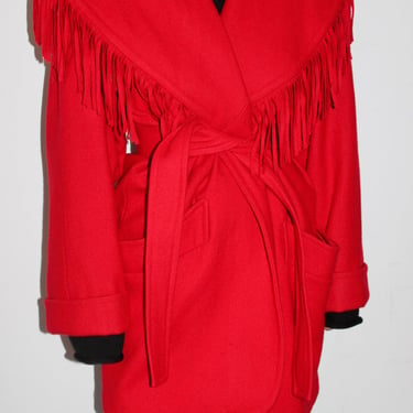 Absolute Favorite Vintage Red Tasseled & Belted Wool Coat