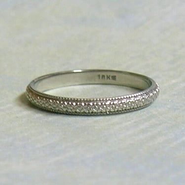 Vintage 18K White Gold Eternity Ring, 18K White Gold Band Ring, Old Art Deco White Gold Band Ring, Size 6 1/2 (#4404) 