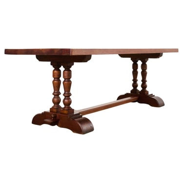 Country French Provincial Style Oak Farmhouse Trestle Dining Table