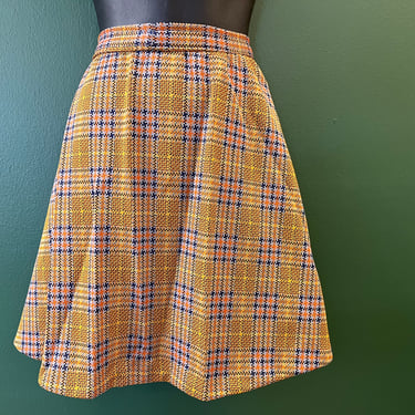 mod plaid mini skirt 1960s autumnal campus skirt small 