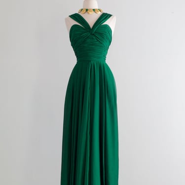 Vintage Victor Costa Mermaid Chiffon Evening Gown / Medium