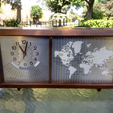 VINTAGE GE World Map Bedside Clock Retro Home Decor 