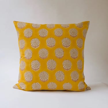 Alisha Hand Block-Printed Linen Pillow