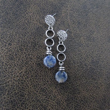 Blue sodalite earrings, circle earrings 