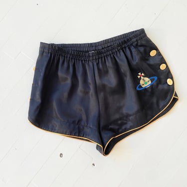 Vintage Vivienne Westwood Black Shorts with Gold Buttons 