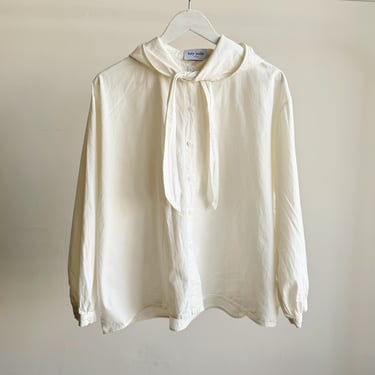 White Cotton Hooded Button Up