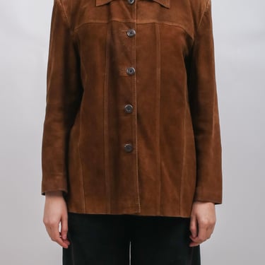 1990s Brown Suede Button Front Jacket