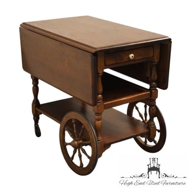 ETHAN ALLEN Antiqued Pine Old Tavern Rustic Americana Accent Tea / Bar Cart w. Tray Shelf 12-9010 