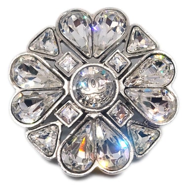 Chanel Brooch Pin Silver Rhinestone 08A