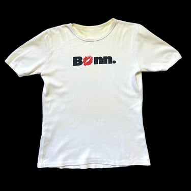 Vintage 1970s Women's Bonn / Germany French Cut T-Shirt ~ fits S ~ 70s Graphic Novelty Tee ~ Travel / Tourist ~ Europe ~ Pop Art 