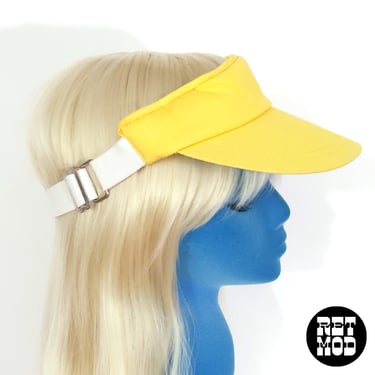 DEADSTOCK Vintage 70s 80s Yellow Visor Hat 