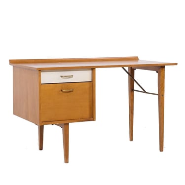 Milo Baughman for Murray Mid Century Maple and Brass Desk - mcm 