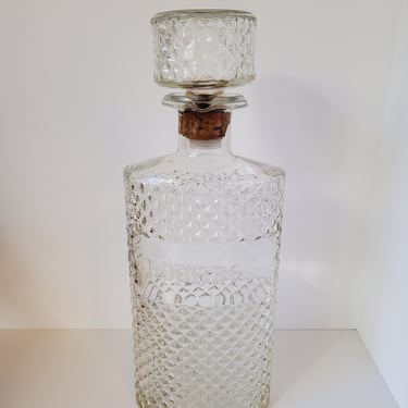 Vintage glass decanter Bourbon embosssed,1960's 