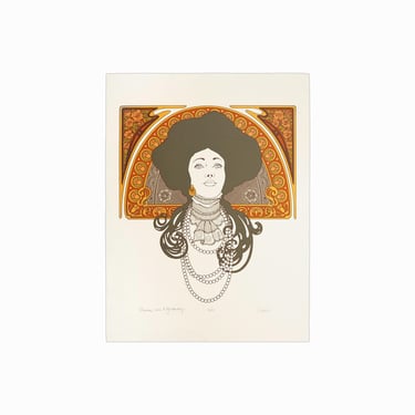 Currie Serigraph on Paper Art Nouveau Print Woman Portrait 