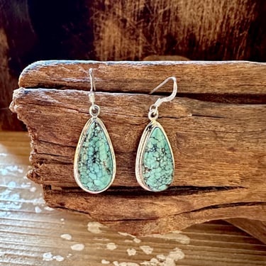 TURQUOISE TEARDROPS Navajo Sterling Silver Earrings | Native American Navajo Southwestern Jewelry | J Hallmark 