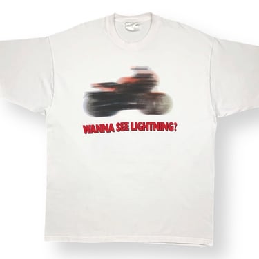 Vintage 90s Buell Motorcycles “Wanna See Lightning” Double Sided Biker Graphic T-Shirt Size XL/XXL 