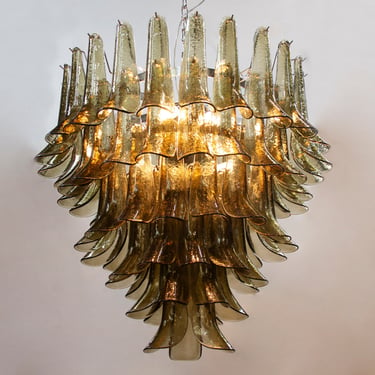 Petali pendant lamp Ø80 cm Made in Italy Murano glass Smoky color, vintage style lighting 