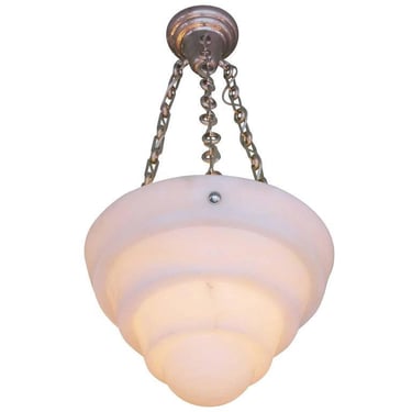 High Style Modern Alabaster Chandelier with Stepped Shade 