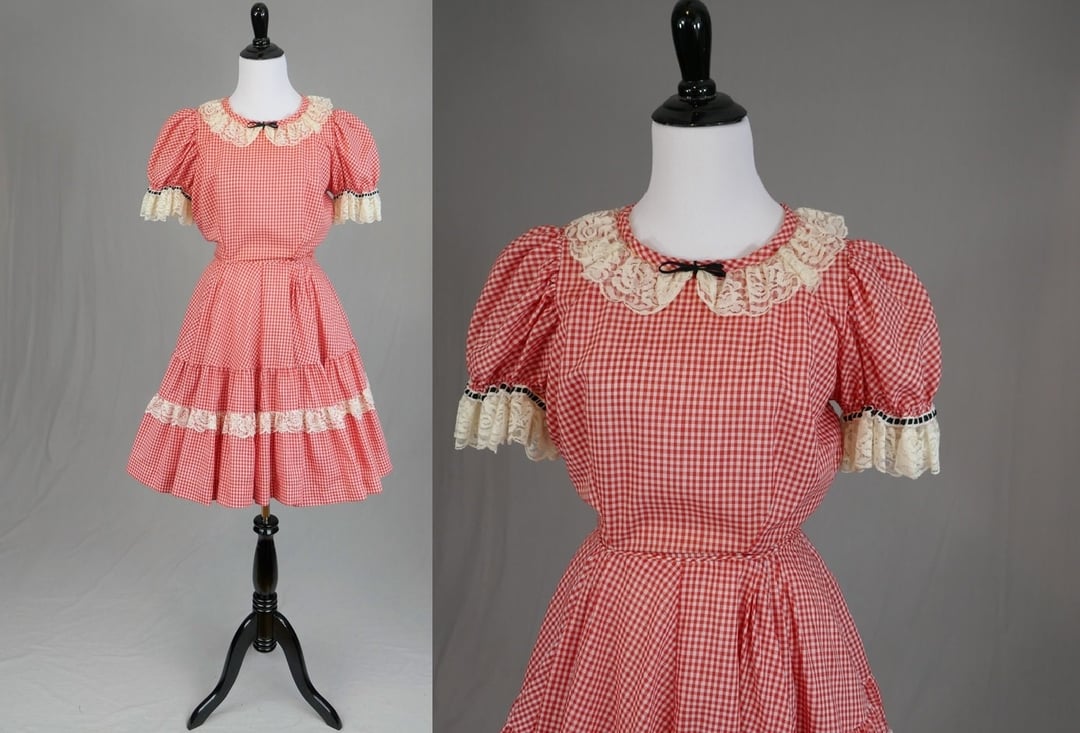 Gingham square dance dress hotsell