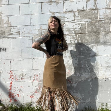Venizia Suede Fringe Skirt