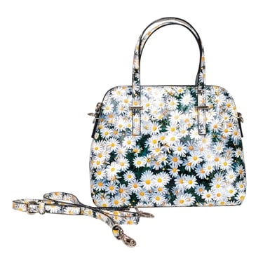 Kate Spade - Black, Green, & Yellow Daisy Print Print Crossbody Bag