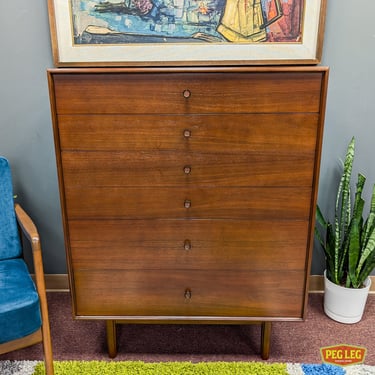 Mid-Century Modern walnut highboy dresser by Glenn of California
