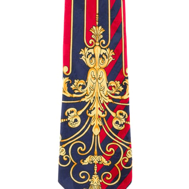 Gianni Versace 1990s Vintage Baroque Striped Silk Jacquard Men's Tie 