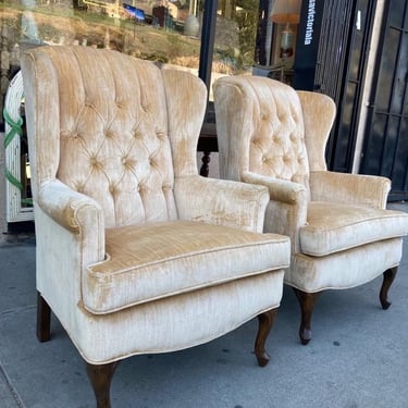 Utmost Comfort  | Pair of Classic Velvet Wing Chairs