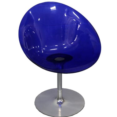 Philippe Starck for Kartell Ero S Blue Plastic & Chrome Swivel Chair Italy 