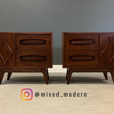 Refinished Walnut Star Nightstands by Young Manufacturing - A Pair 