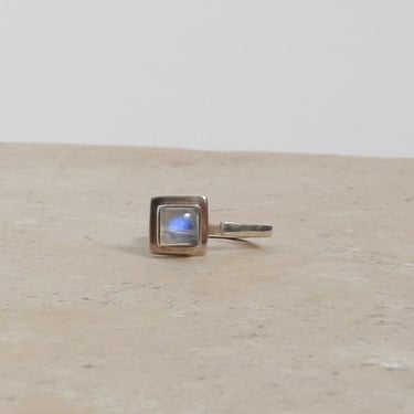 Modernist moonstone ring | Vintage Sterling Silver square Moonstone ring 