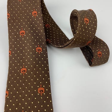 Early 1960's Tie - Tiny Metallic Gold Polka Dot Squares - Cavalier of Louisville - Rayon with Metallic Threads  - Square-End Tie 