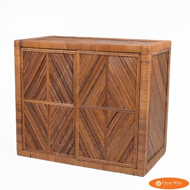 Wrapped Rattan Pencil Reed Cabinet