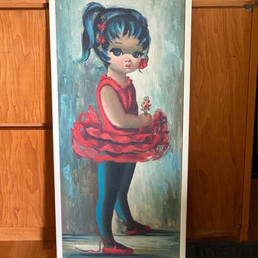 Original Oil on Canvas Eden Big Eyes Ballerina Painting 