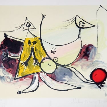 Femme sur la Plage Jouant au Balloon,  Pablo Picasso (After), Marina Picasso Estate Lithograph Collection 