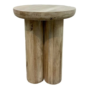 Organic Modern Solid Wood Cylinder Side Table
