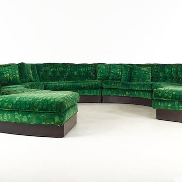 Milo Baughman for Thayer Coggin with Jack Lenor Larsen Upholstery Mid Century Pit Sectional Sofa - mcm 