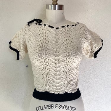 Vintage hand knit cream sweater 