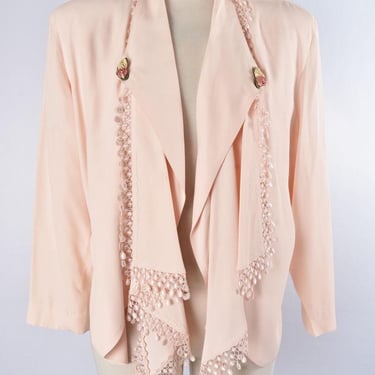 Pink Backless Jacket, Vintage, Wild Rose, 1980's, MEDIUM, size 14 