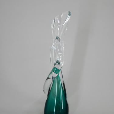 Art Glass Vase, Czechoslovakia, 1960's / Vintage Tall Glass Vase 