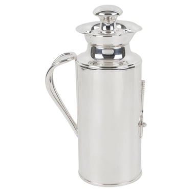 Italian Modernist Silver Plate Thermos Insulated Decanter with Tennis Motif