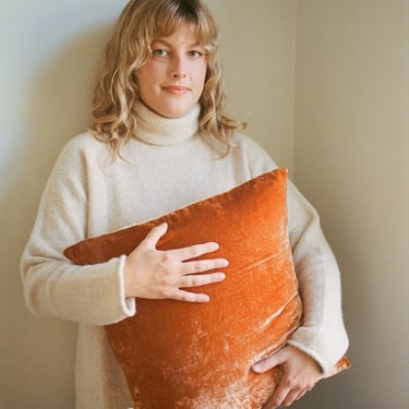 Rust Naturally Dyed Silk Velvet Pillow 