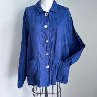 Vintage FLAX Navy Shirt Jacket / M-L 