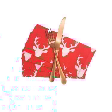 Red Deer Cloth Napkins, Set of 4 