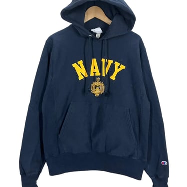 USNA Naval Academy Navy Blue Champion Reverse Weave Hoodie Sweatshirt Small