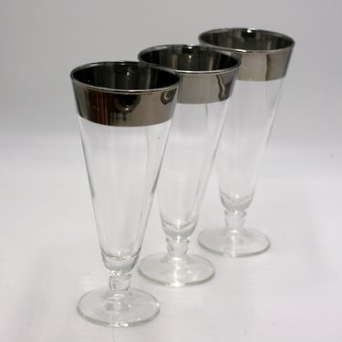 vintage silver band pilsner glasses 
