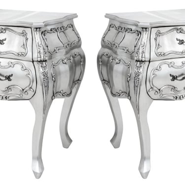 Hollywood Regency Rococo Revival Commodes, Pair
