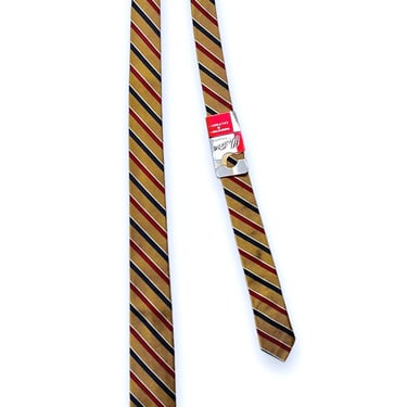 New w/ Tags ~ Vintage 1950s/1960s WESTERN NECKWEAR CO Silk Necktie ~ Repp Stripe ~ Preppy / Ivy / Trad ~ Tie ~ Skinny / Slim 