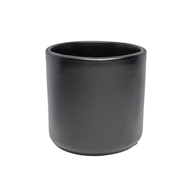 deep cylinder clay planter matte black